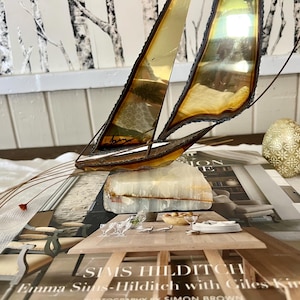 Mid-Century Modern Handcrafted Brass Sailboat Sculpture