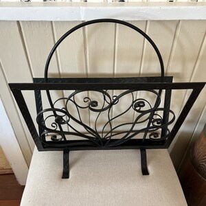 Mid Century Modern Wrought Iron Magazine Rack: Scrolled Ironwork Decor ...