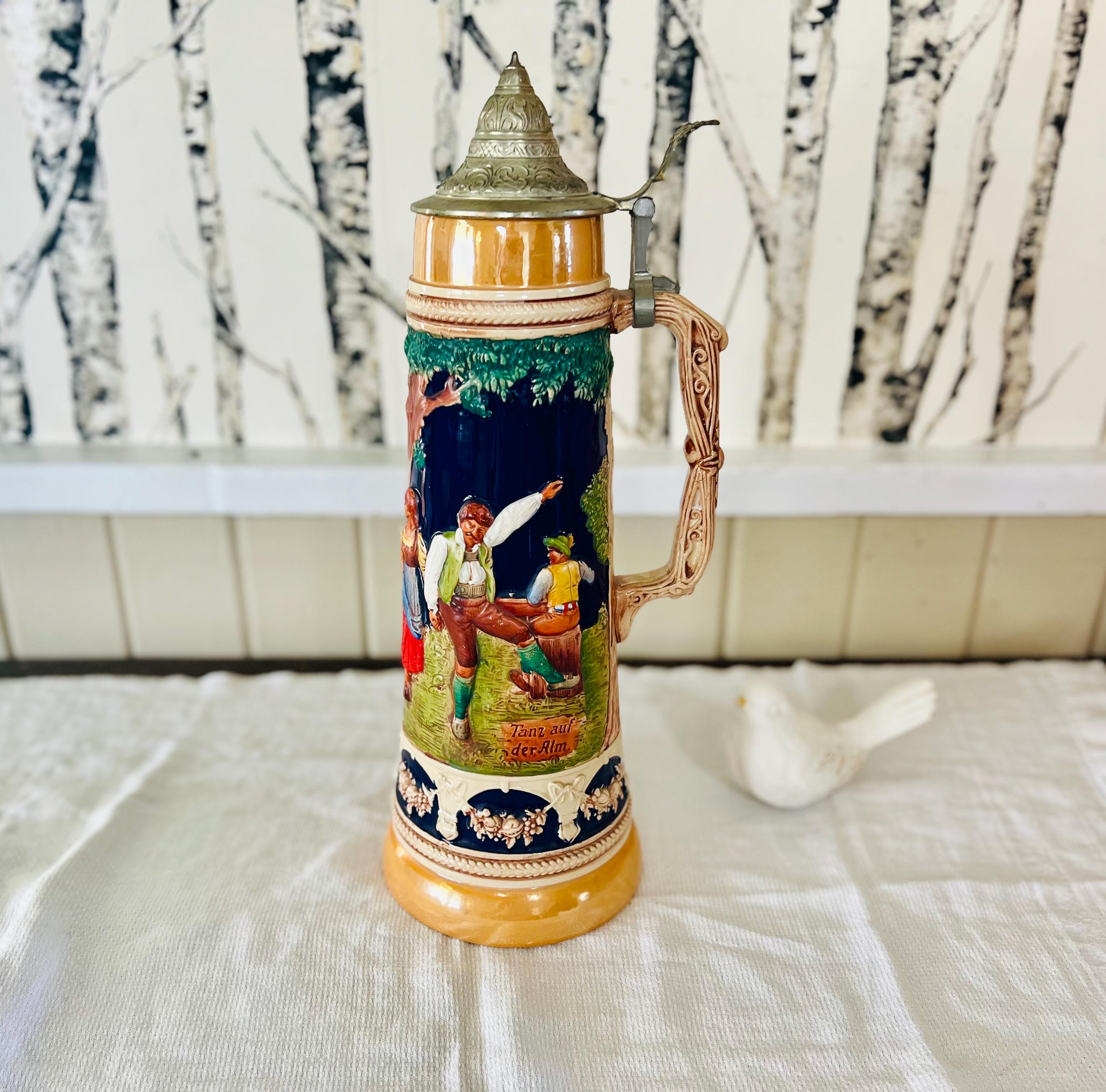 ラージ ゲルツ ドイツ ビール ジョッキ 2 リットル 蓋付きタンカード