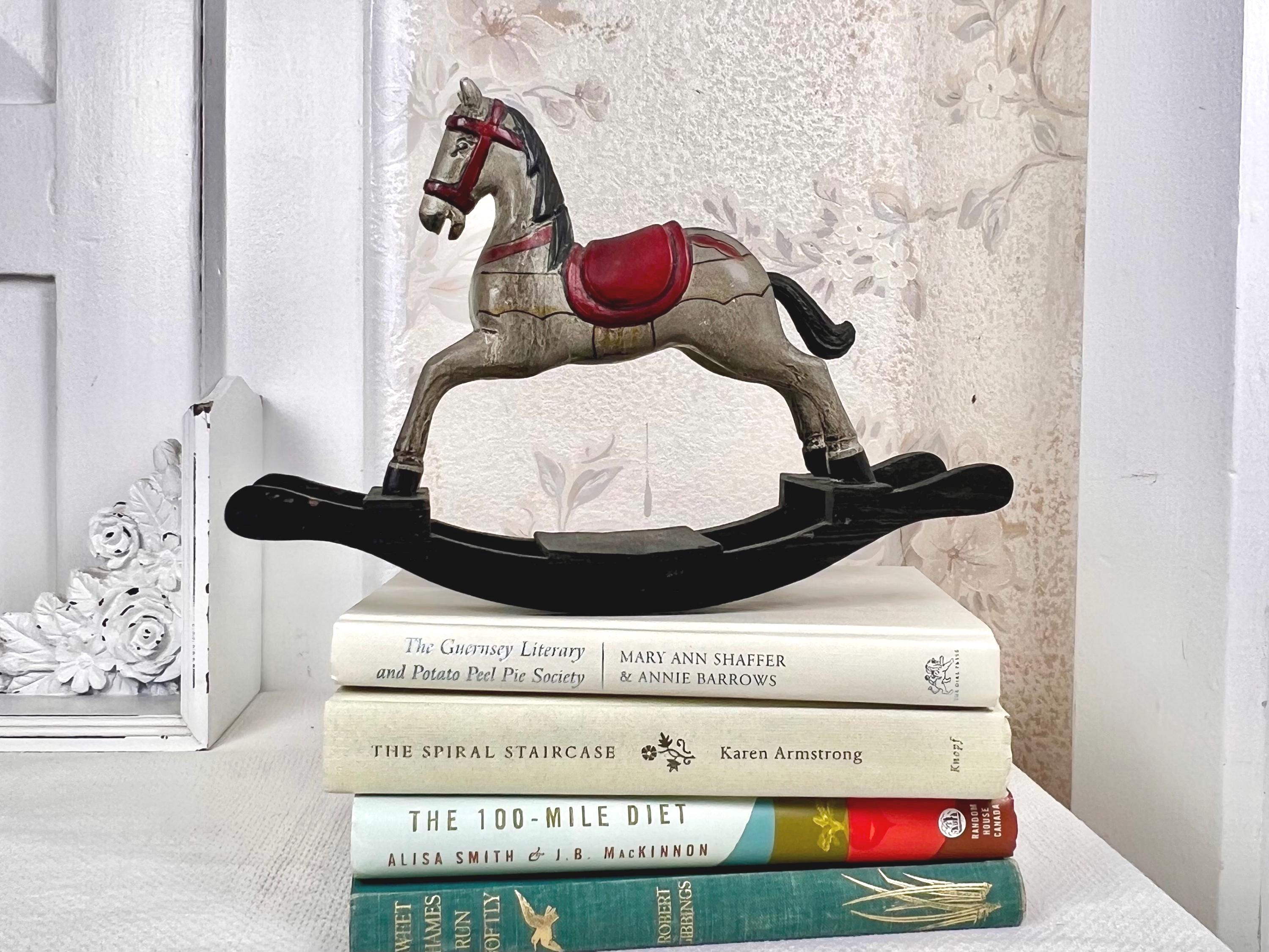 Rustic Rocking Horse Vintage Wooden Folk Rocking Horse, Rustic Hand-painted Saddle ...
