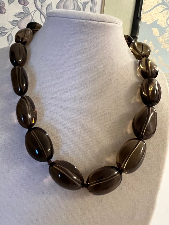 Smokey Quartz Beadwork Necklace Handmade Gemstone… - image 7