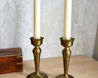 Vintage Brass Candlesticks, Set of 2 Brass Candle Holders, Taper Candle Holders, Traditional Brass Decor, Farmhouse Mantel Decor