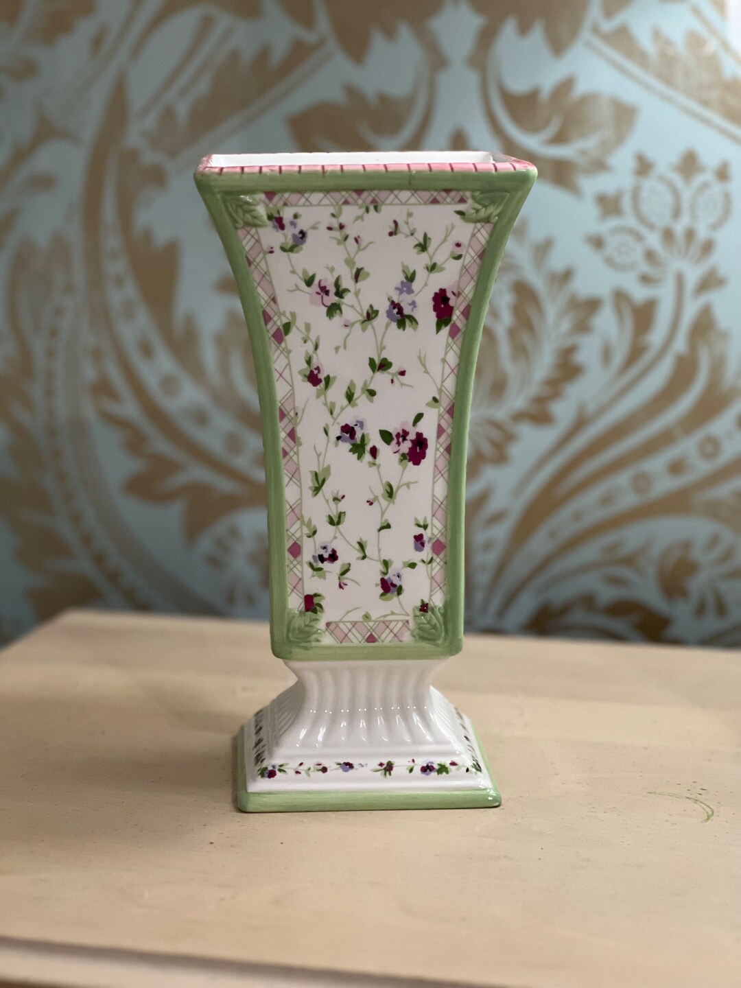 Laura Ashley Ceramic Pedestal Flower Vase, French Country, Laura Ashley