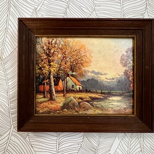 Vintage Robert Wood 8” x 10” Cabin By the Stream Framed Art Print, No Glass
