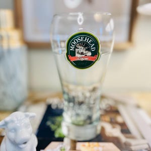Vintage Moosehead Embossed Premium Beer Glass, Premium Pilsner Bar Glass