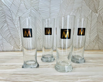 Vintage Molson Pilsner Glasses, Gold Label Barware, Set of 4