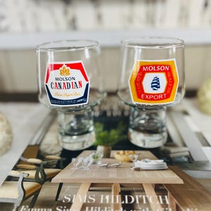 Paire de verres à bière vintage Molson Labatt, exportation canadienne des années 1970
