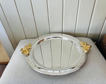 Vintage Vanity Tray with 24K Gold Handles by Pearls and Curls