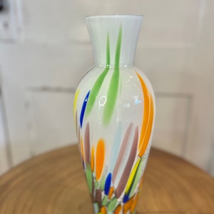 Reduced* Tall Mid Century Murano Multi-Coloured 14” Glass Vase, Art Glass Vase Home Decor