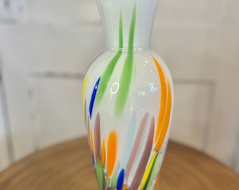 Mid Century Murano Kunst Glasvase, mehrfarbige Splatter, 14 "Hoch