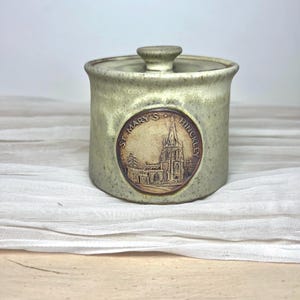 Vintage Stoneware Jam Pot, St. Mary's Church Hinkley England