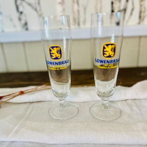 Vintage Lowenbrau 200 ml Pilsner Beer Glasses, Set of 2
