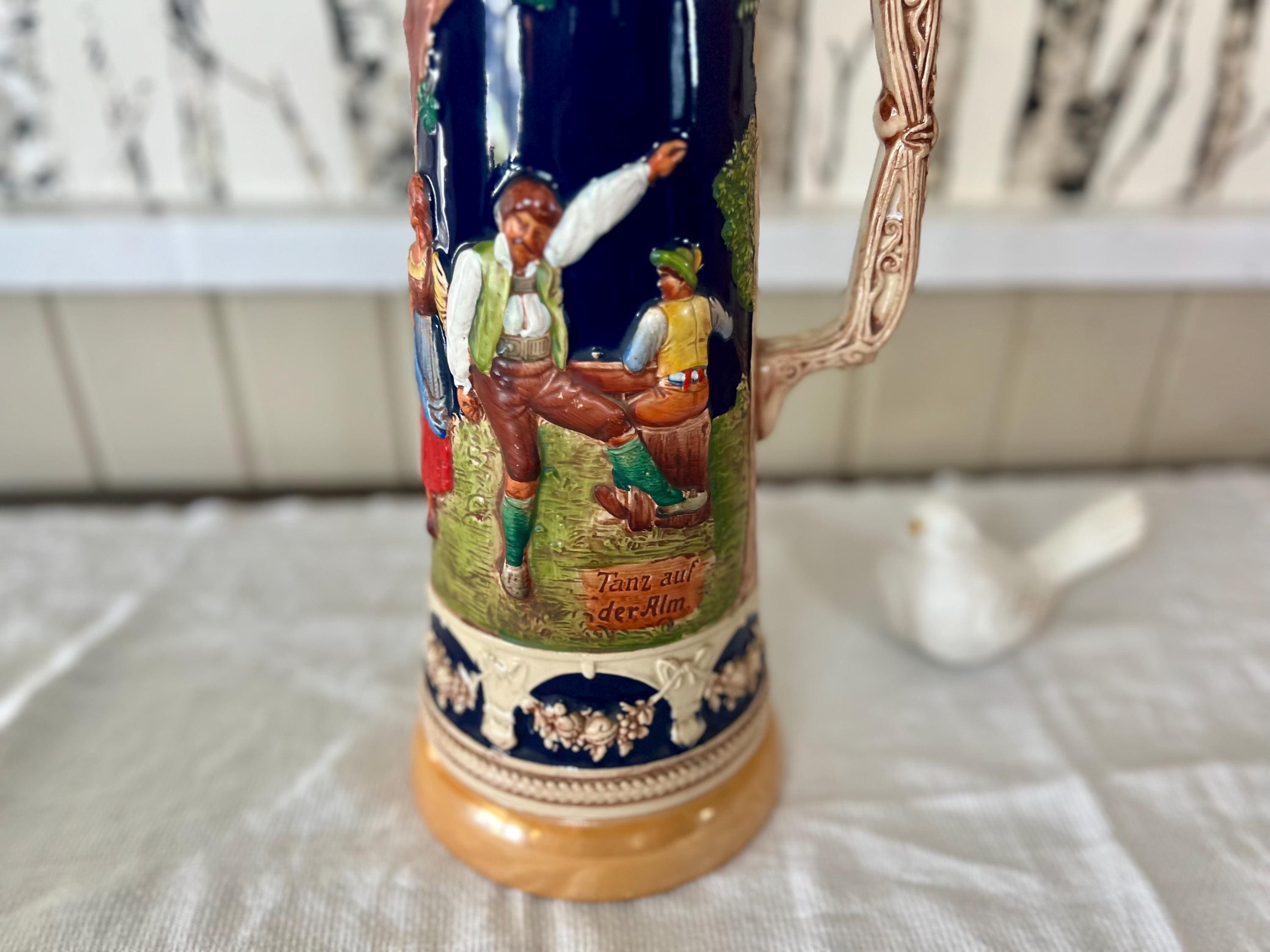 Large Gerz German Beer Stein 2 Liter Lidded Tankard Tanz Auf Der