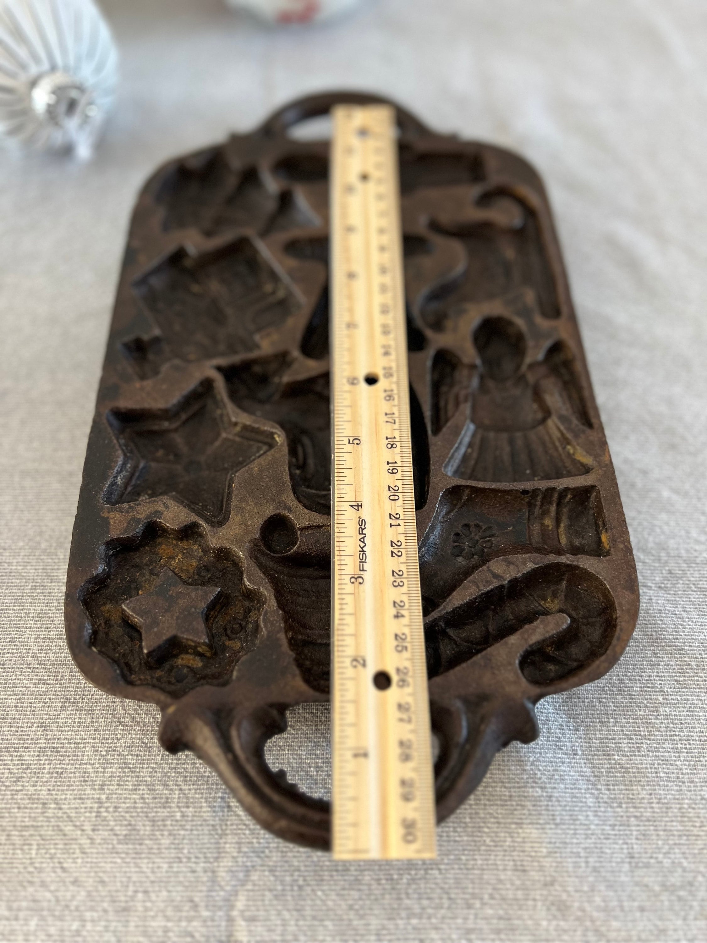 Vintage John Wright Cast Iron Christmas Cookie Pan, Holiday Baking