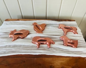 Vintage Animal Cookie Cutters, Copper Coloured Aluminum