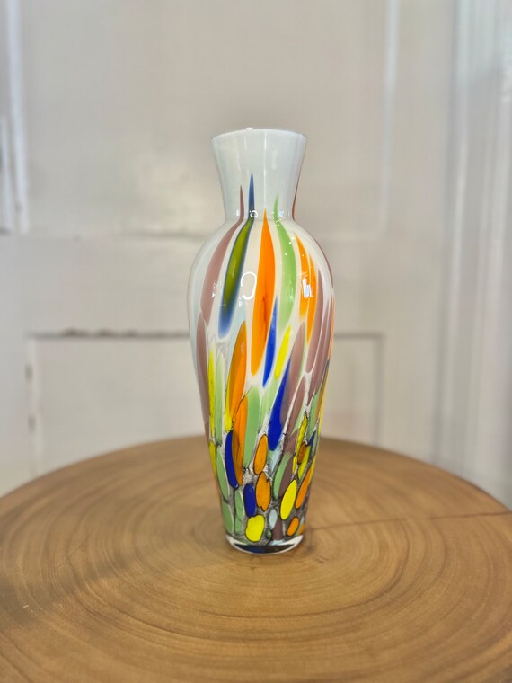 Reduced* Tall Mid Century Murano Multi-coloured 14” Glass