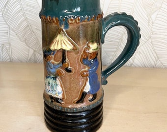 Vintage Faience Ceramic Beer Stein 1970s