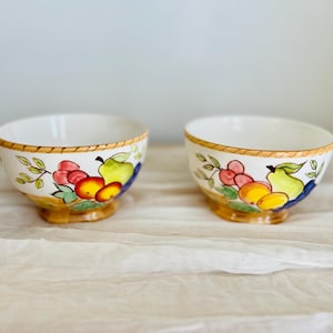 Pair of Colourful Pedestal Fruit Bowls