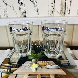 Vintage Set of 2 Hoegaarden Beer Glasses, Belgium