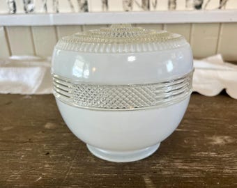 Vintage Mid Century Ceiling Light | White Milk Glass Flush Mount | Retro Glass Light Fixture | MCM Lighting