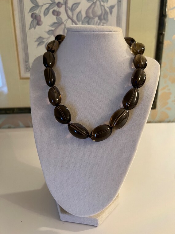Smokey Quartz Beadwork Necklace Handmade Gemstone… - image 6