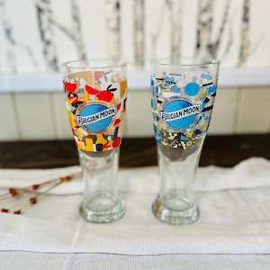 Vintage Belgian Moon Glasses, Set of 2