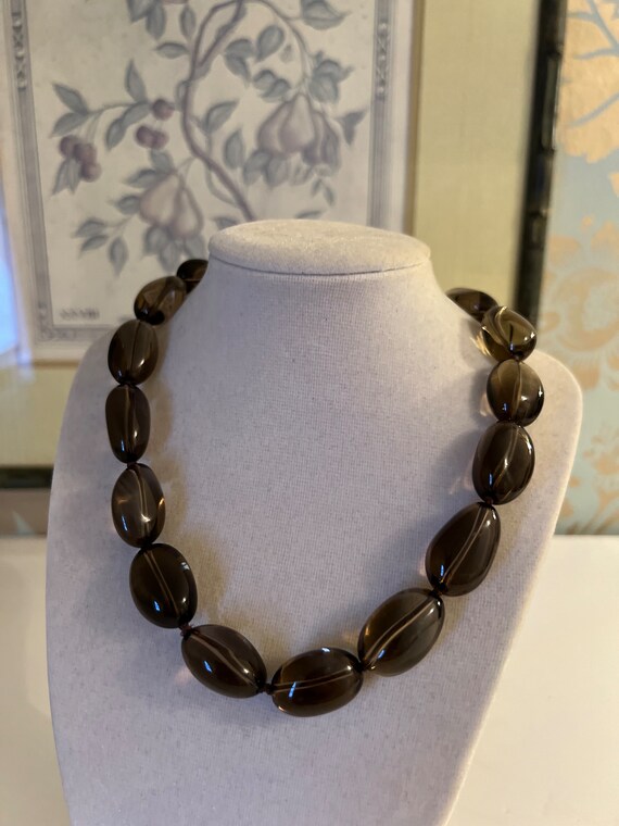 Smokey Quartz Beadwork Necklace Handmade Gemstone… - image 9