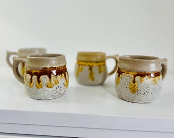 Laurentian Tundra Mugs, Set of 4 Fat Lava Drip Glaze 1970’s