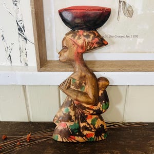 Vintage African Mother Carrying Child Wood Carved Wall Hanging, Home Decor