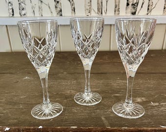 Vintage Sparking Bohemia Cortina Crystal Wine Glasses, Set of 3 - 8oz. Glasses