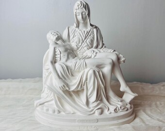 美品 ミケランジェロ ピエタ像 レプリカ 天然大理石台座 宗教美術 置物