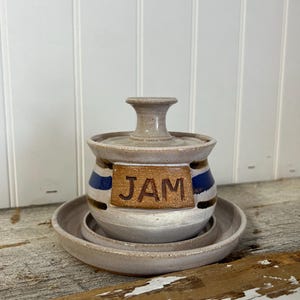 Pottery Jam Pot, Breakfast Stoneware Jam Crock, Cottage Farmhouse Kitchen