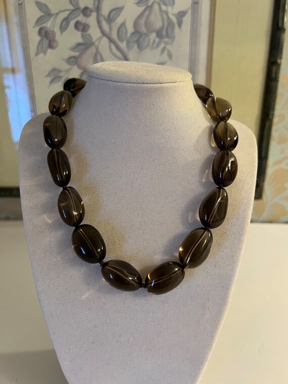 Smokey Quartz Beadwork Necklace Handmade Gemstone… - image 2
