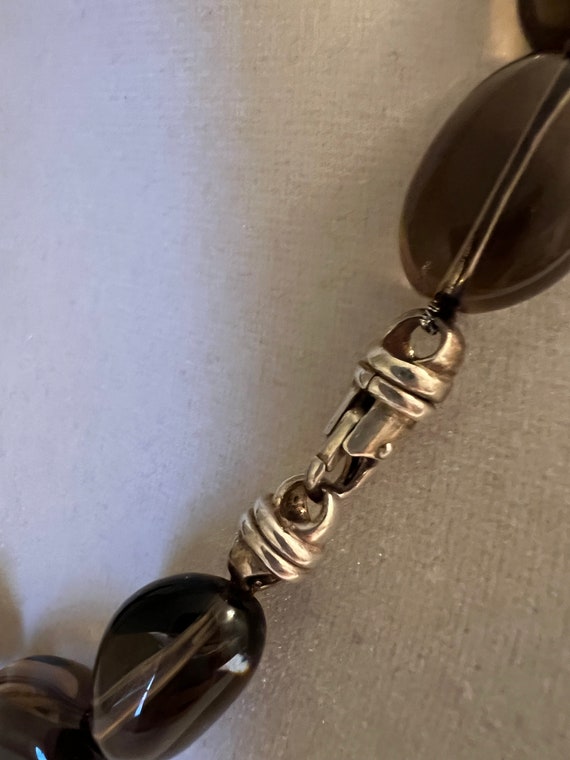 Smokey Quartz Beadwork Necklace Handmade Gemstone… - image 4