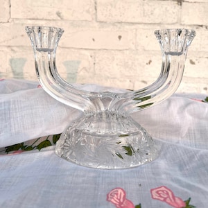 Candelabro de cristal de doble brazo con forma de molinete, regalo
