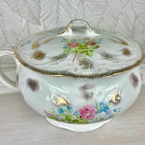 Vintage Floral Chamber Pot With Lid, J&G Meakin Hanley England, Victorian Style Ironstone, Pink Rose Transferware, Cottage Farmhouse Decor