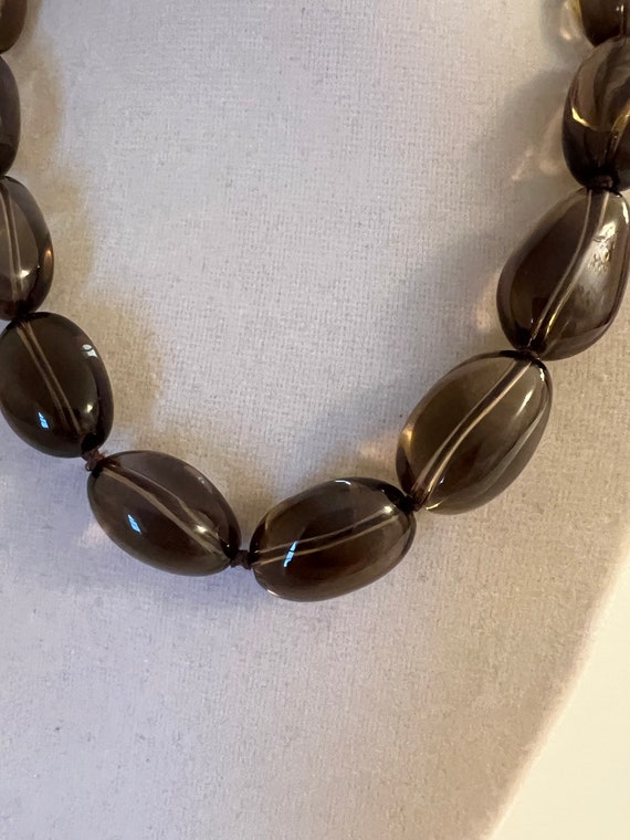 Smokey Quartz Beadwork Necklace Handmade Gemstone… - image 3