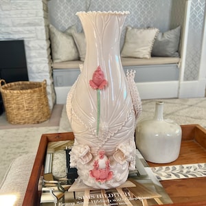 Jarrón de porcelana china Dehua Blanche Chine con doble dragón y flor de loto en forma de perla llameante, decoración del hogar