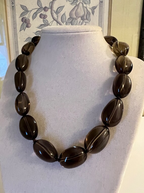 Smokey Quartz Beadwork Necklace Handmade Gemstone… - image 8