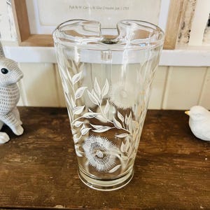 Vintage Glass Jeanette Clear White Cosmos Marigold Pitcher MCM