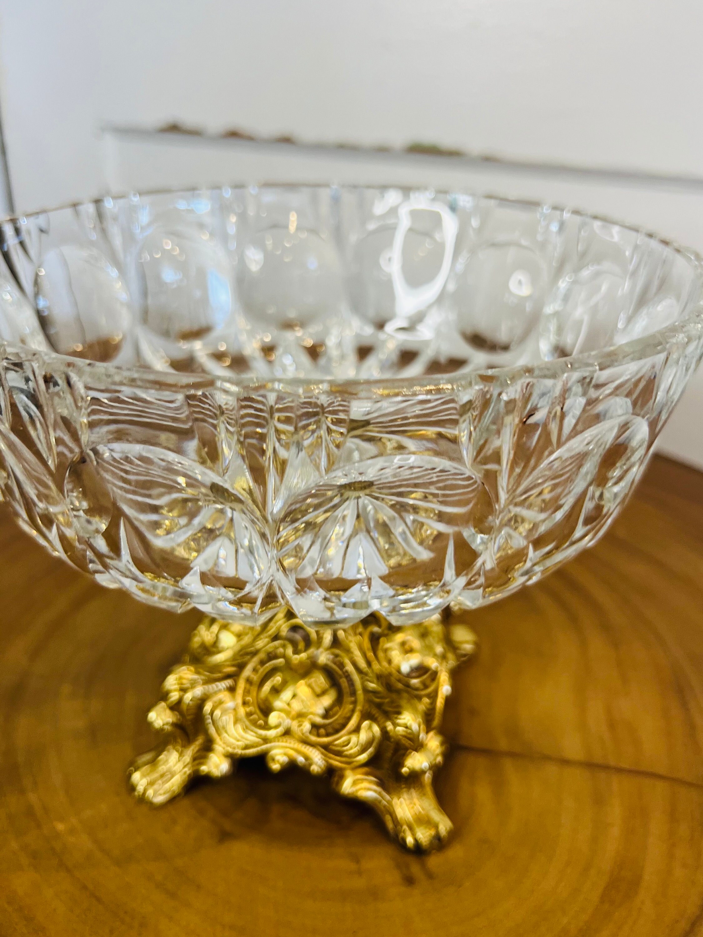 Vintage Cut Glass Compote Bowl on Pedestal - Etsy