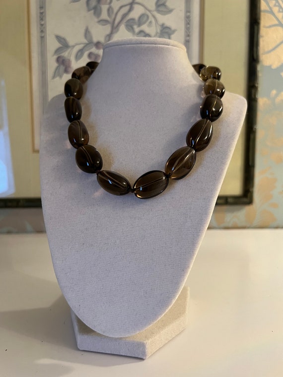 Smokey Quartz Beadwork Necklace Handmade Gemstone… - image 5