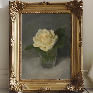 Minimalistic Rose Art Garden Rose Painting Small Floral Art Impressionistic Flower Gift Print Minimalistic Impressionistic Rose Art