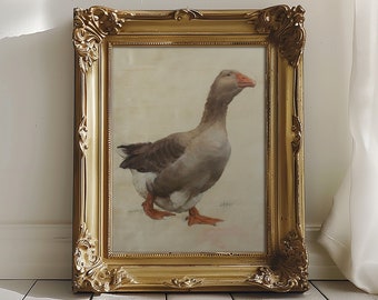 Original Toulouse Gans Ölgemälde Druck | Vintage französische Landkunst | Gans Wandkunst | Rustikales Bauernhaus Dekor | Französische Gans Poster