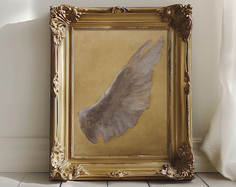 Angel Wing Original Oil Painting | Giclée Fine Art Print | Vintage Angel Oil Painting | Christian Angel Decor | Victorian Angel Wing