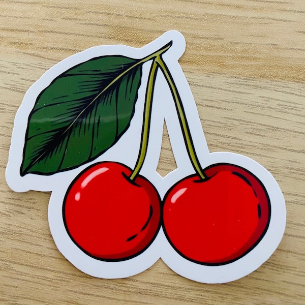 Kirsche Aufkleber, Juicy Cherry Sticker, Aufkleber laptop, Auto, Fahrrad, handy, Stickers Wasserfest