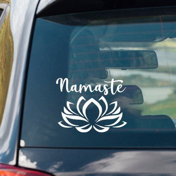 Namaste Car Stickers, Yoga Stickers, Vinyl Stickers for Car, YOGA LOVERS, Namaste Lotus Flower Stickers