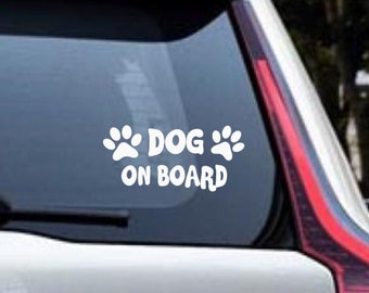 Personalisierte Aufkleber, Wunschtext mit Pfote Autoaufkleber, Dog on Board Sticker