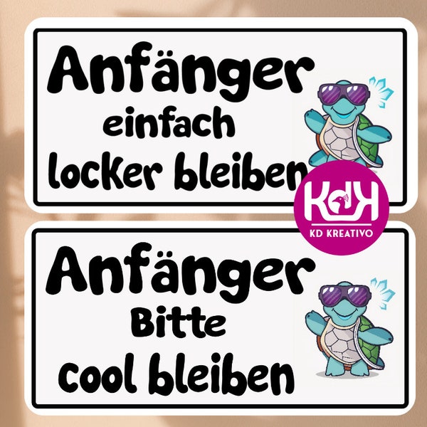 Auto Magnetschild Fahranfänger/Fahranfängerin, Magnetfolie, Anfänger, Bitte einfach locker bleiben/ Bitte cool bleiben, hohe Magnetkraft