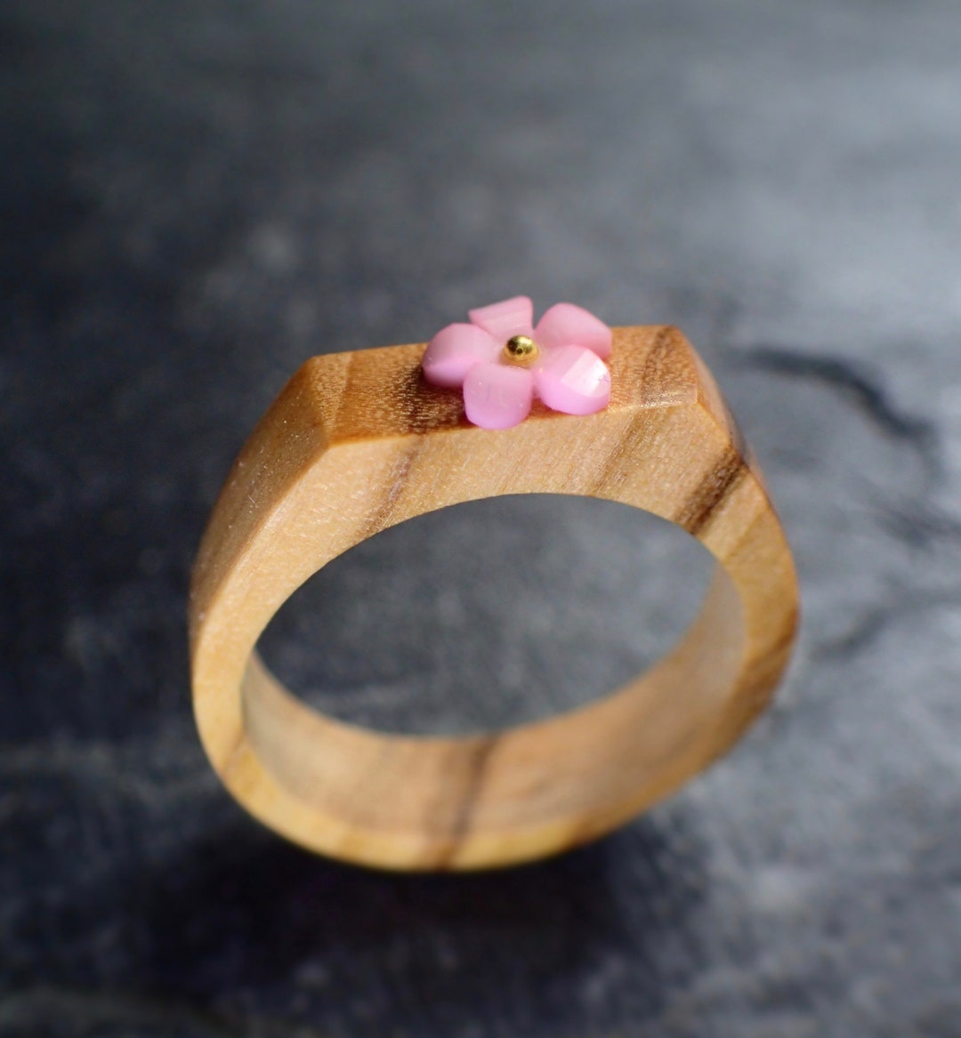 Ring With Pink Flower - Etsy